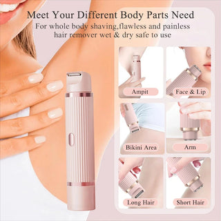 Waterproof 2in1 Electric Shaver for Women Bikini Hair Trimmer Wet Dry Use Dual Head Detachable Cordless Rechargeable