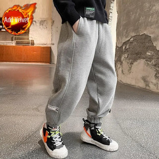 Thermal Fleece-Lined Boys' Sports Pants Winter Kids' Athletic Pants Medium-Large Toddler Boys Casual School Pants