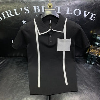 Knitted Short-sleeved Polo Shirt for Men Fashion Trend Young Handsome Versatile Casual Lapel T-shirt Trendy