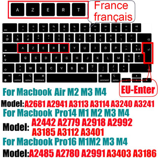 Compatible keyboard cover For MacBook Air 13.6 M2 M3 A3113 A2681 A3114 MacBook Pro14 16 M1 A2442 A2485 A2779 A2780 with touch ID