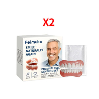 Dentures Full Set Natural Upper Lower Braces Silicone Denture Set for Men Women Instant Confident Fake Tooth Oral Hygiene Care