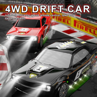 Teeggi 2.4G RC CAR With LED Light 4WD Remote Control Drift Cars Professional Racing Toys for Children Gifts VS GTR Model AE86