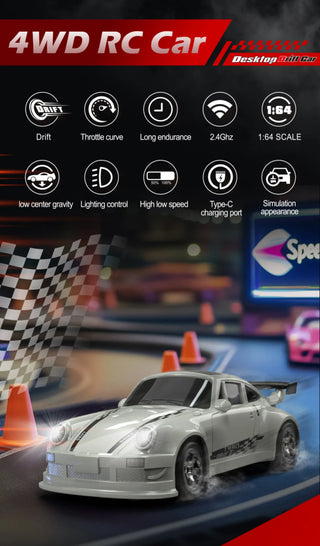 Kf20 1:64 Drift Rc Car Four-wheel remote-controlled racing car Full proportions Desk Competition Toy Boys Ideal gifts.