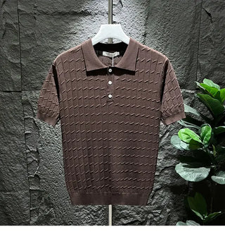 Ice Silk Short-sleeved Men's Cool T-shirt Slim Lapel Draping Handsome Street Style