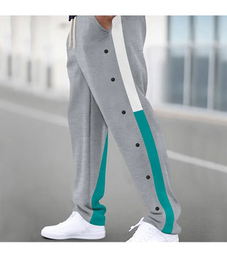 Men New Straight Pants Fashion Button Elastic Casual Trousers Spring Autumn Outdoor Breathable Comfort Pocket Sweat Pants Men