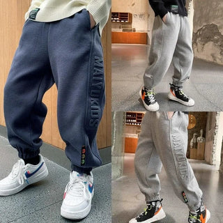 Thermal Fleece-Lined Boys' Sports Pants Winter Kids' Athletic Pants Medium-Large Toddler Boys Casual School Pants