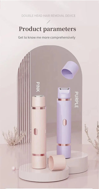 Waterproof 2in1 Electric Shaver for Women Bikini Hair Trimmer Wet Dry Use Dual Head Detachable Cordless Rechargeable