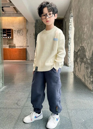 Thermal Fleece-Lined Boys' Sports Pants Winter Kids' Athletic Pants Medium-Large Toddler Boys Casual School Pants