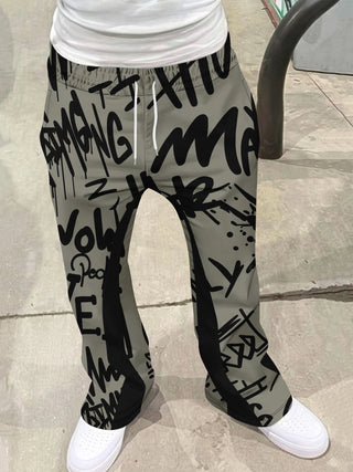 Y2k Flared Pants Men Loose 3D Print Trousers Casual Sweatpants Mid Waist Sporty Female Clothes Streetwear Hip Hop Vintage Pants
