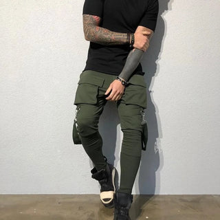 Men's New Spring And Fall Fashion Pants Hip hop Large Pocket Casual Slim-fit Sweatpants Men's Small Feet Cargo Pants
