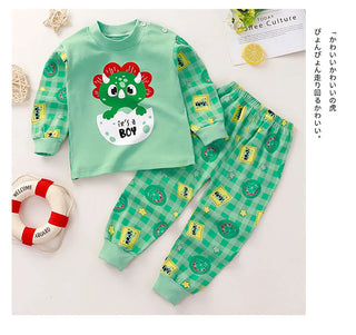 Children Pajamas Sets Unisex Soft Comfort Cartoon Dinosaur Clothing Set Outfit Suitable Boys Girls Perfect for Autumn Winter