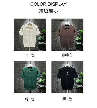 Ice Silk Short-sleeved Men's Cool T-shirt Slim Lapel Draping Handsome Street Style