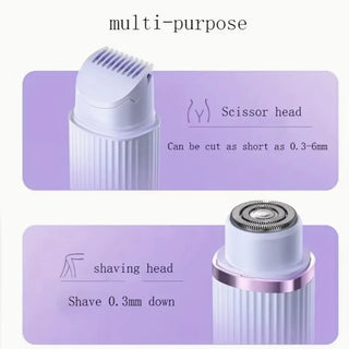 Waterproof 2in1 Electric Shaver for Women Bikini Hair Trimmer Wet Dry Use Dual Head Detachable Cordless Rechargeable