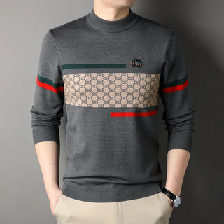 New Round Neck Slim Fit Men's Sweater for Autumn and Winter, Korean Style Trendy and Casual Long Sleeved Knitted Base Sweater