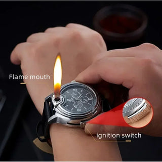Outdoor Watch Inflatable Lighter Fashion Metal Gas Windproof Portable Open Flame Lighter Smoking Cool Personality Gift 2025 New