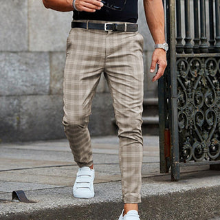 Checkered Pattern Fashion Men Trousers Plaid Loose Autumn Winter Vintage Men's Pants Business Casual Straight Leg Slim Pants