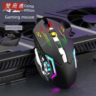 Shuangfeiyan Professional Gaming Mouse Wired Cool Light Precise Positioning USB Interface Computer Accessories Office