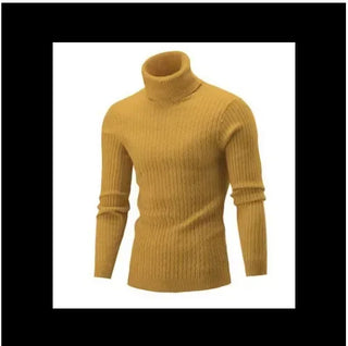 European and American New High-neck Sweater. Men's Solid Color Twisted Long-sleeved Knitted Sweater for Winter.