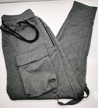 Mens Running Stretch Tights Sweatpants Sports Breathable Fitness Hip Hop Cotton Multi Pocket Cargo Pants Slim Leggings Chain