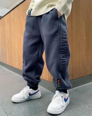 Thermal Fleece-Lined Boys' Sports Pants Winter Kids' Athletic Pants Medium-Large Toddler Boys Casual School Pants
