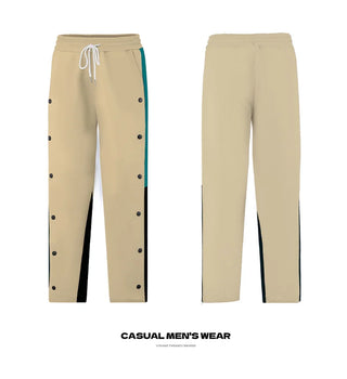 Men New Straight Pants Fashion Button Elastic Casual Trousers Spring Autumn Outdoor Breathable Comfort Pocket Sweat Pants Men