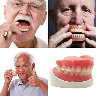 1Set Dentures Fake Teeth Braces Wax Strips DIY Kit Reusable Full/Partial Denture Top and Bottom Temporary Fake Tooth Easy Use