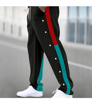 Men New Straight Pants Fashion Button Elastic Casual Trousers Spring Autumn Outdoor Breathable Comfort Pocket Sweat Pants Men