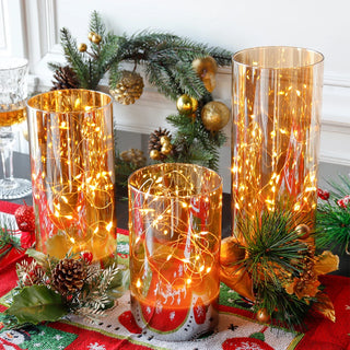 3Pcs Glass Flameless Candles LED Battery Powered Candles Fairy Light Table Lamp with 8-Key Remote Control Christmas Home Decor