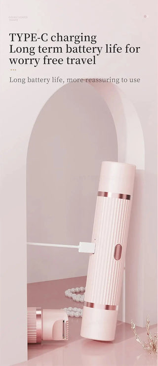 Waterproof 2in1 Electric Shaver for Women Bikini Hair Trimmer Wet Dry Use Dual Head Detachable Cordless Rechargeable