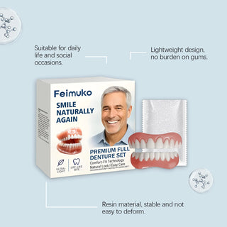 Dentures Full Set Natural Upper Lower Braces Silicone Denture Set for Men Women Instant Confident Fake Tooth Oral Hygiene Care