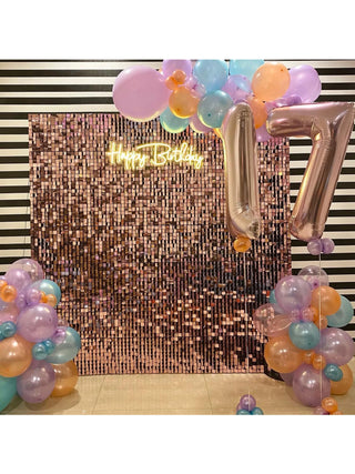 12/24/30pcs Rose Gold Shimmer Wall Panels Backdrops Square Sequins Backdrops Girls Birthday Graduation Wedding Party Decoration