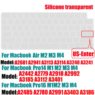 Compatible keyboard cover For MacBook Air 13.6 M2 M3 A3113 A2681 A3114 MacBook Pro14 16 M1 A2442 A2485 A2779 A2780 with touch ID