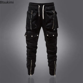 Men's Y2K Cargo Pants Zipper Large Pocket Outdoor Tactical Joggers Pants Trend Streetwear Punk Leggings Trousers Sweatpants Male