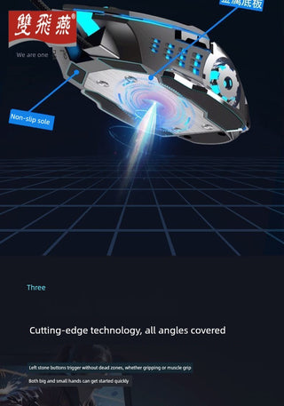 Shuangfeiyan Professional Gaming Mouse Wired Cool Light Precise Positioning USB Interface Computer Accessories Office