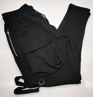 Mens Running Stretch Tights Sweatpants Sports Breathable Fitness Hip Hop Cotton Multi Pocket Cargo Pants Slim Leggings Chain