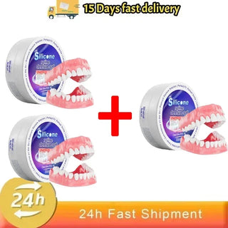 Silicone Denture Set Fit Temporary Orthodontic Teeth Dentures Fake Tooth Oral Hygiene Care Whitening Dentures Simulation Braces