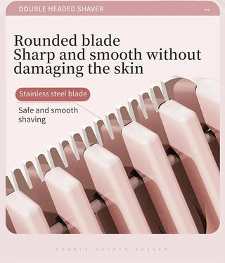 Waterproof 2in1 Electric Shaver for Women Bikini Hair Trimmer Wet Dry Use Dual Head Detachable Cordless Rechargeable