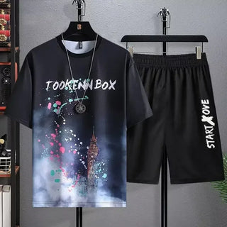 Summer Quick Drying Men's Sets Fashion tracksuits Casual Breathable Short Sleeve 3D Printed Sports T-shirt+Shorts Basketball Set