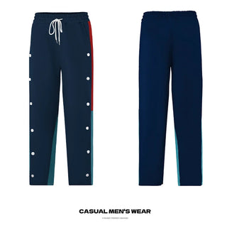 Men New Straight Pants Fashion Button Elastic Casual Trousers Spring Autumn Outdoor Breathable Comfort Pocket Sweat Pants Men