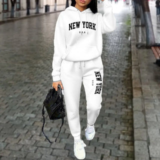 NEW YORK Women's Tracksuit Autumn Winter Hoodies Trousers 2PCS Suit Sports Jogging Street High quality Clothes Women Pants Sets