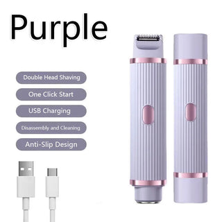 Waterproof 2in1 Electric Shaver for Women Bikini Hair Trimmer Wet Dry Use Dual Head Detachable Cordless Rechargeable