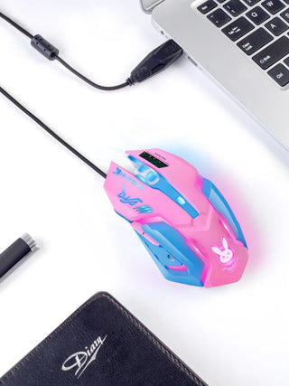 YOOYA YYfVMO161 Game Mouse Pink Rabit Wired USB Cable Gaming Computer Mice Adjustable DPI Ergonomic For Laptop PC
