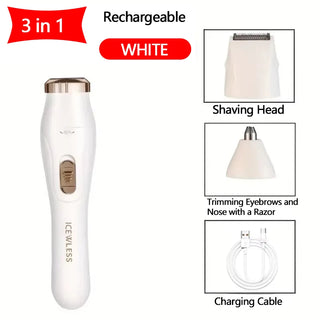 Women Electric Shaver Waterproof Painless Hair Trimmer for Bikini Body Legs Face Underarms Hair Removal Cordless