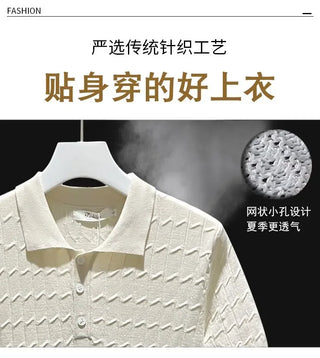 Ice Silk Short-sleeved Men's Cool T-shirt Slim Lapel Draping Handsome Street Style