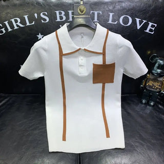 Knitted Short-sleeved Polo Shirt for Men Fashion Trend Young Handsome Versatile Casual Lapel T-shirt Trendy
