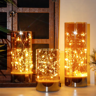 3Pcs Glass Flameless Candles LED Battery Powered Candles Fairy Light Table Lamp with 8-Key Remote Control Christmas Home Decor