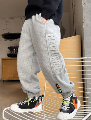 Thermal Fleece-Lined Boys' Sports Pants Winter Kids' Athletic Pants Medium-Large Toddler Boys Casual School Pants