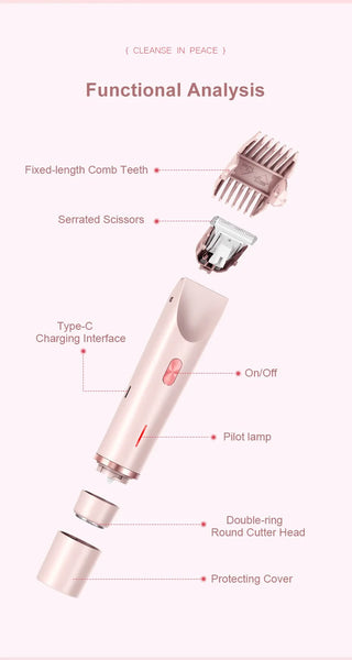 2 in 1 Dual-Head Painless Women Electric Razors Bikini Trimmer Wet Dry Use for Ladies Pubic Hair Detachable Head Electric Shaver