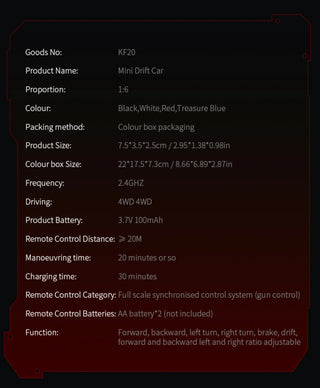 Kf20 1:64 Drift Rc Car Four-wheel remote-controlled racing car Full proportions Desk Competition Toy Boys Ideal gifts.