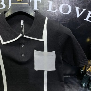 Knitted Short-sleeved Polo Shirt for Men Fashion Trend Young Handsome Versatile Casual Lapel T-shirt Trendy